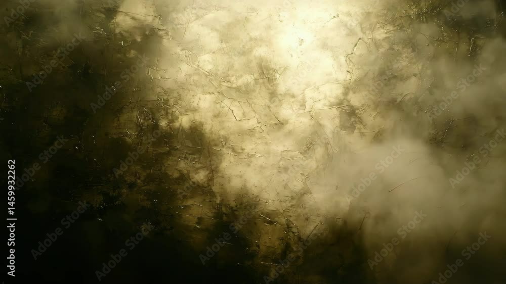 Poster light streaming through a wall illuminating a scene with radiance and clouds in the background