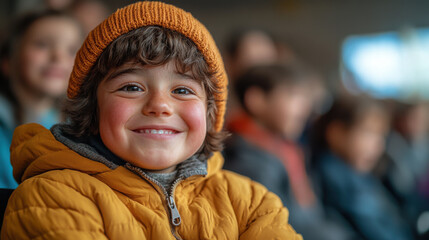 joyful classroom scene where children with down syndrome are actively participating alongside their peers.