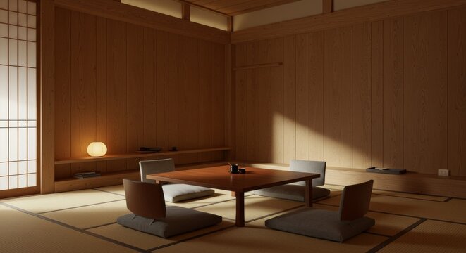 Serene Japanese interior evokes calm through minimalist design and natural light