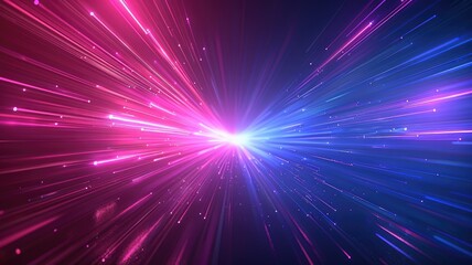 Naklejka premium Abstract of neon light glowing with digital technology design. High tech vivid laser illuminated with contemporary concept in cyberspace style perfect for cyber theme background and wallpaper. AIG53.