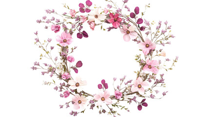pink cherry blossom floral wreath frame  isolated png transparent cutout