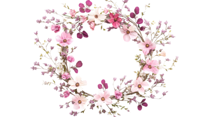 pink cherry blossom floral wreath frame  isolated png transparent cutout