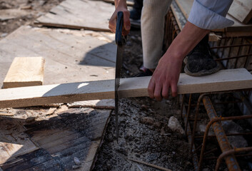 Preparation of material for foundation formwork