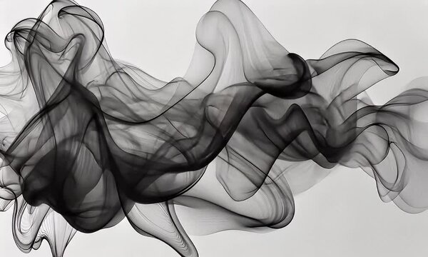 Abstract grayscale artwork featuring flowing, smoky forms.  Dynamic, interwoven lines create a sense of movement and ethereal beauty