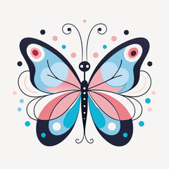 Stylized Pink and Blue Butterfly Illustration Design.