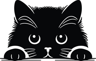 Black Cat Peeking Silhouette