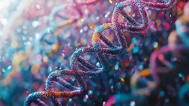 Artistic visualization of bioinformatics AI scanning population level genome data pattern recognition futuristic tech art