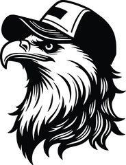 Bald Eagle Head Wearing a Mullet Trucker Cap