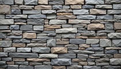 Fototapeta premium Textured Grey and Brown Stone Wall with Varied Shapes and Sizes