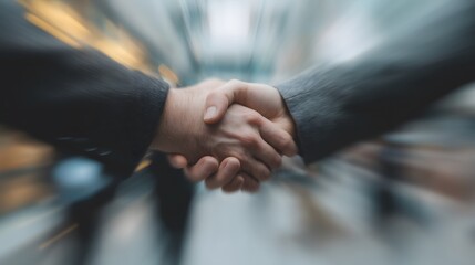 Dynamic Business Handshake with Motion Blur Effect