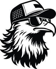 Cool Bald Eagle with Sunglasses and mullet trucker Cap