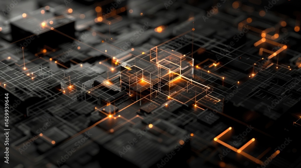 Poster explore a captivating 3d visualization of an algorithm featuring intricate geometric designs and glo