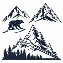 Fototapeta premium Vector illustration - set of mountain shapes, logo elements