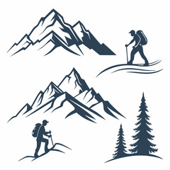 Vector illustration - set of mountain shapes, logo elements