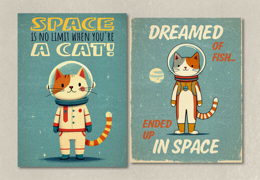 Minimalist Retro Cat Poster Layout