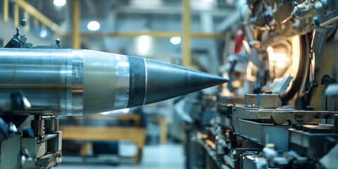 Precision work in missile manufacturing at modern factory Generative AI
