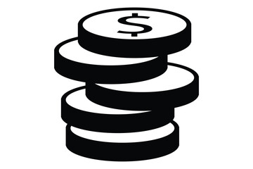 money coins on white  Background. coin icon, money icon    collection. 