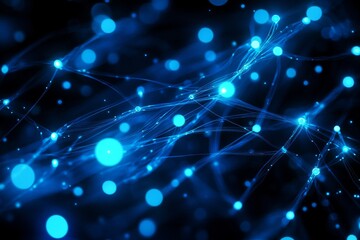 Fototapeta premium The enterprise boasts a server room with blue LED lights, equipped with a powerful cloud infrastructure that glows