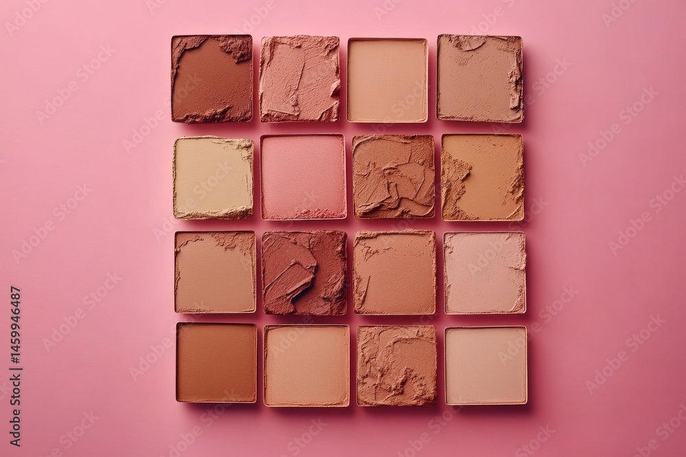 Poster the concept of inclusive beauty is represented by a palette with a swatch set in a skin tone gradien