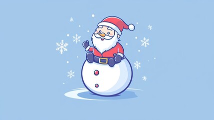 Santa Claus inside a snowman, festive illustration
