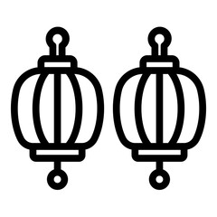 Chinese Lantern Festival Vector Line Icon Design