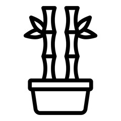 Lucky Bamboo Plant Vector Line Icon Design