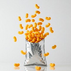 mock packet of cheese puffs isolated on white