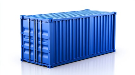 3D rendered clean lines freight container icon in minimalist white and blue hues