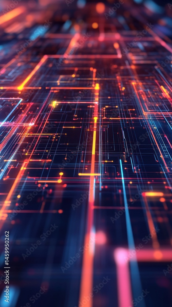 Poster abstract digital data flow network visualization