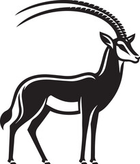 Stylized Black and White Gazelle Vector Illustration – Antelope Silhouette Logo Design