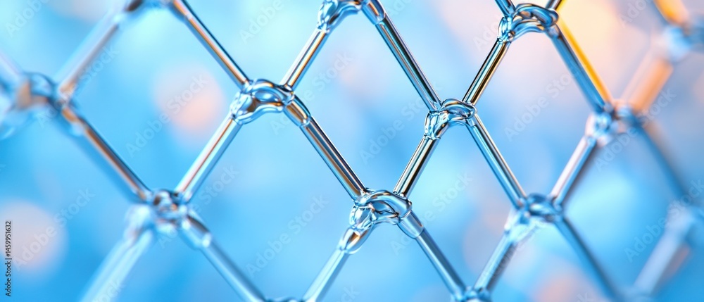 Aufkleber interconnected metal lattice structure abstract network design blue grid background