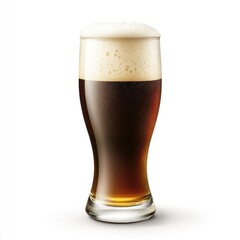 Glass of dark beer with frothy head