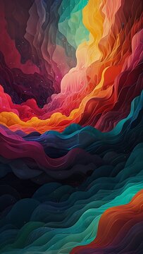 abstract colorful background, Geometric patterns, fluid designs, dream-like environments.
