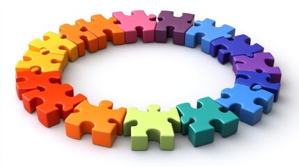 The formation of a complete picture occurs when interlocking puzzle pieces connect