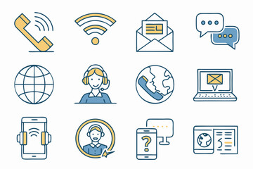 Customer support communication methods illustration with phone email and online chat