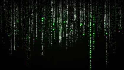Fototapeta premium Digital code cascading downwards. Glowing green binary data streams