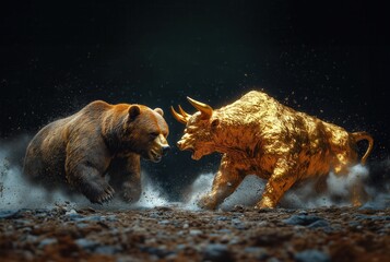 Dynamic Clash Between a Bear and a Bull in a Symbolic Encounter
