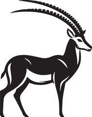 Stylized Black and White Gazelle Vector Illustration – Antelope Silhouette Logo Design