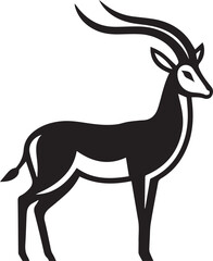 Obraz premium Stylized Black and White Gazelle Vector Illustration – Antelope Silhouette Logo Design