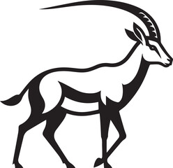 Stylized Black and White Gazelle Vector Illustration – Antelope Silhouette Logo Design