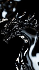 Dark, glossy dragon head.  Intricate, stylized details