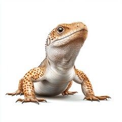 Obraz premium Detailed Portrait of a Colorful Lizard on a White Background