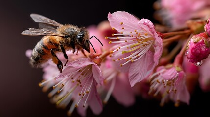 Bee on cherry blossom
