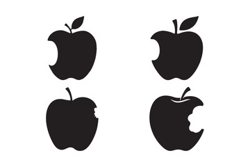 Apple Silhouette Icons Fruit Vector Set for Logo or Clipart