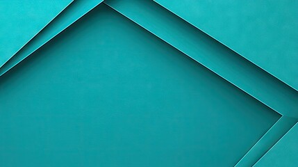 Teal geometric shapes create a modern design.