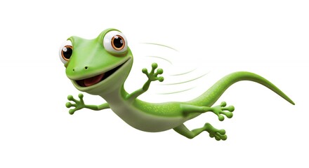 Fototapeta premium Cartoon lizard in flight on white background illustration for children vector graphic