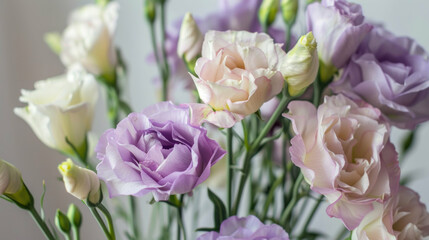 Obraz premium Pastel lisianthus bouquet soft romantic flowers floral photography