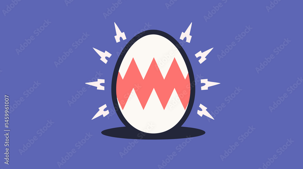 Poster geometric egg illustration: a vibrant, abstract illustration features a stylized egg design with a u