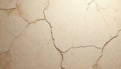 Fototapeta premium Illustration shows cracked plaster wall texture. Beige tones. Weathered, distressed surface with network of cracks. Vintage background, aged, rustic. Suitable for interior design, art, construction,