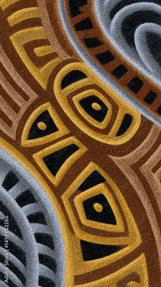 Aufkleber abstract tribal pattern art with geometric shapes and textured surface style for backdrop or backgro